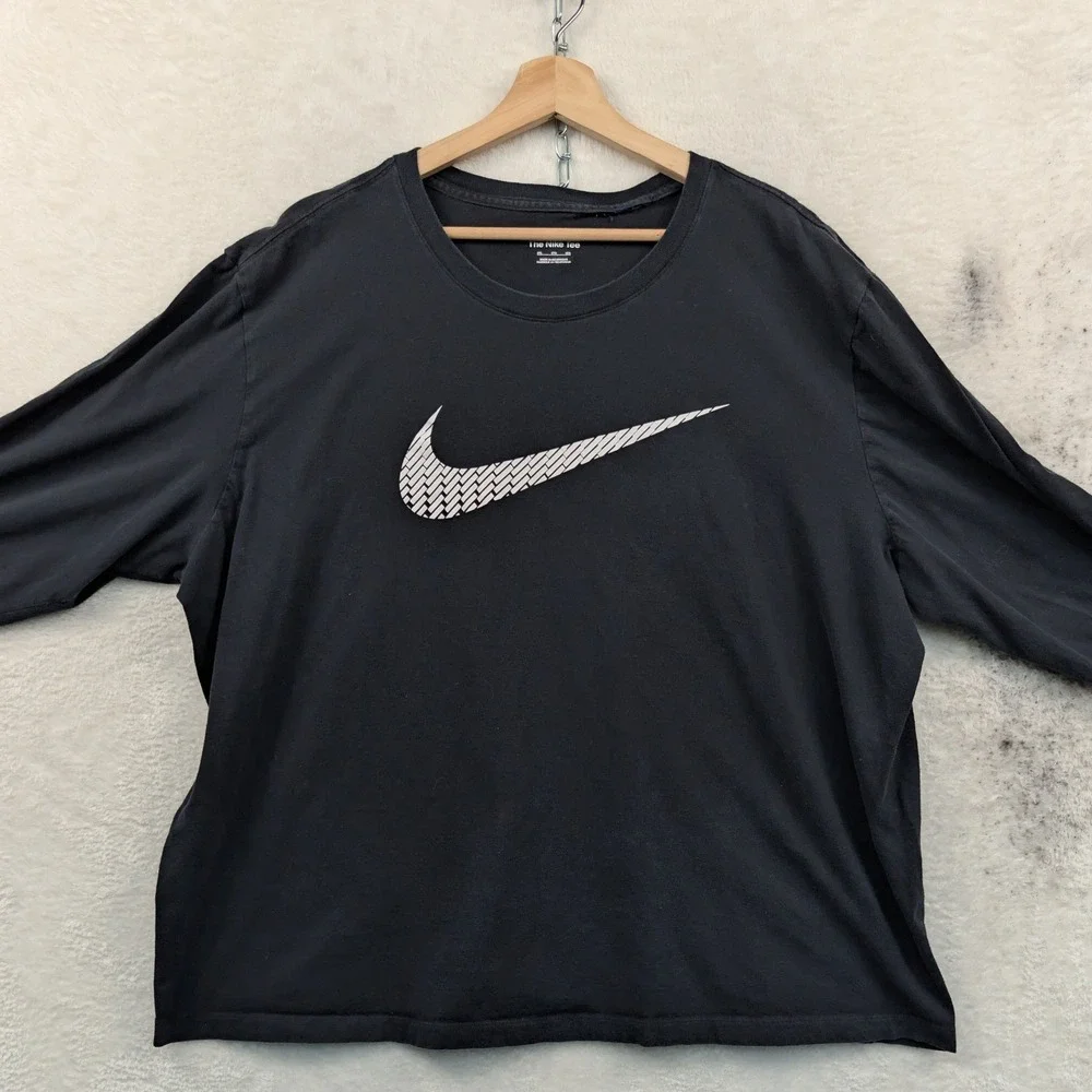 Nike Shirt Men's 3XL Black Faded Swoosh Long Sleeve Athletic Sporty Streetwear